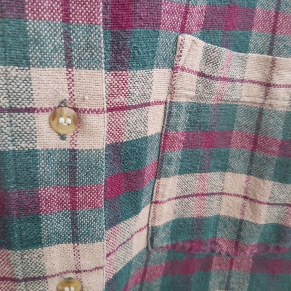 Northern Vintage Plaid Flannel Fall Jewel Tone Button Down Shirt - Picture 3 of 9